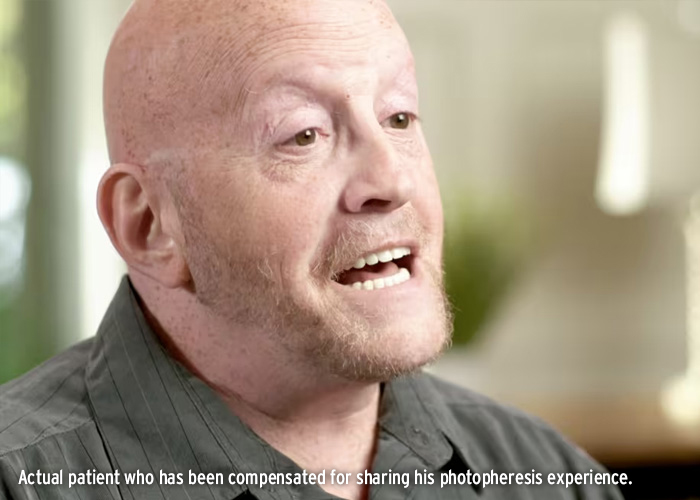 Image of a male THERAKOS patient from their patient video.